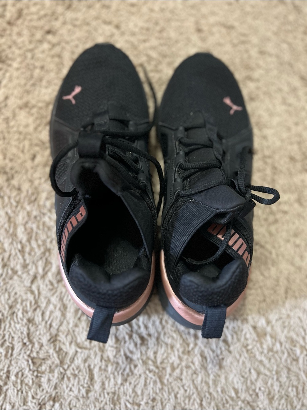 Puma Women's Black Sneakers with Pink Accents